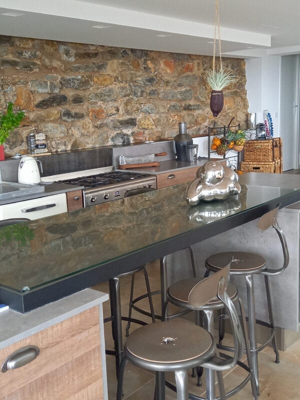 High table and metal chair in a kitchen