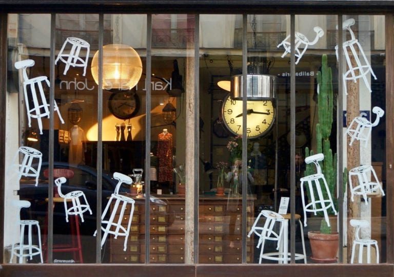 Chaises Nicolle French metal chair displayed in Jérôme Lepert's industrial furniture boutique