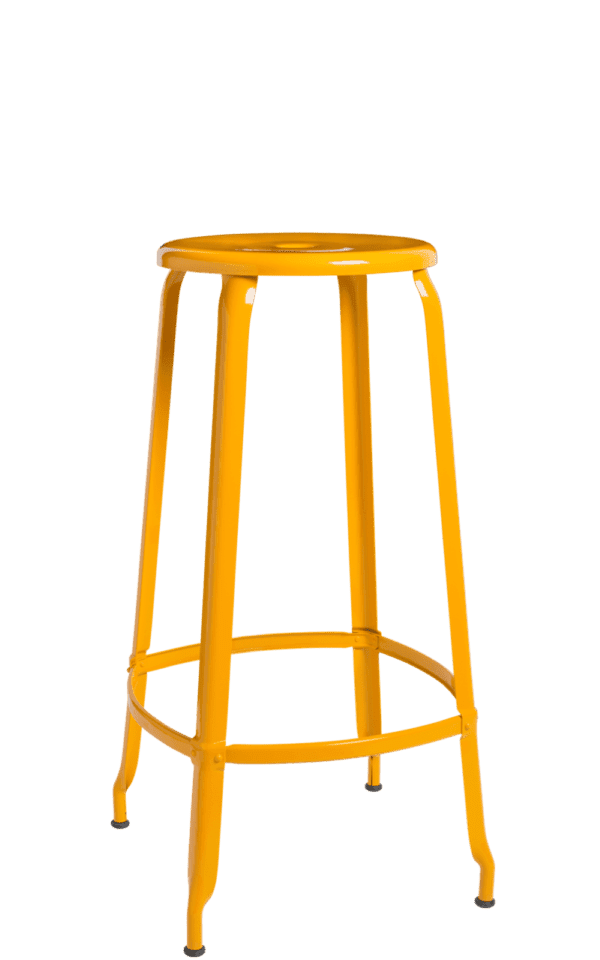 Chaises Nicolle yellow bar stool with metal frame, 80-cm height