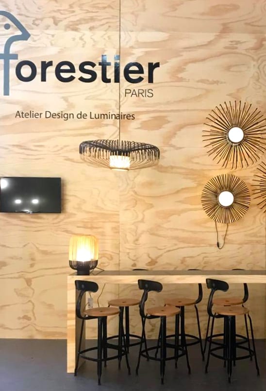 French wooden and metal chairs made in France by Forestier at the Maison et Objet trade show