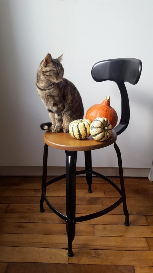 Nicolle's wooden and metal chair, 18-inch in height, ready for Halloween!