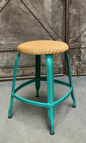 Chaises Nicolle metal and loom stool, 45-cm height, in RAL finish.