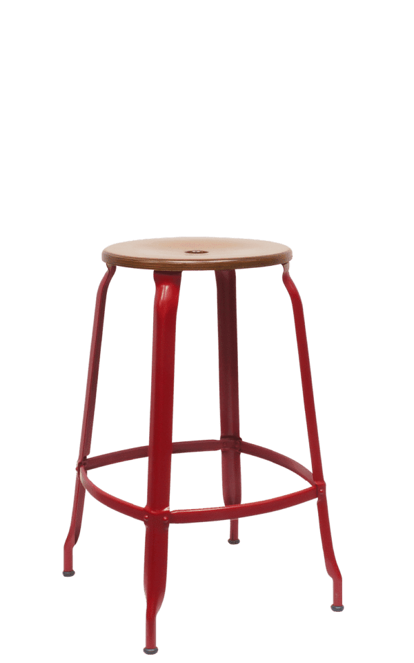 Chaises Nicolle caramel red brown metal and wood stool for kitchen