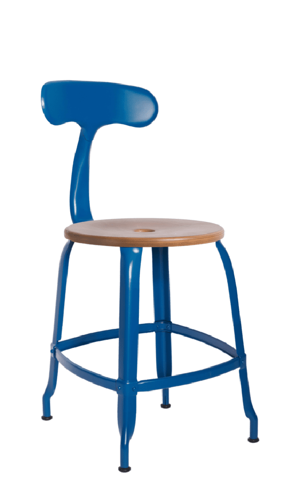 Chaise bleu vert mat et bois caramel