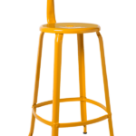 Yellow Narcissus Chaises Nicolle metal chair, 75-cm height. Featuring a whale tail-inspired backrest.