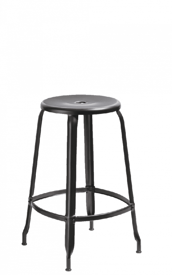 Chaises Nicolle metal stool with patina finish, 65-cm height, made in France.