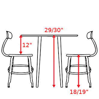 Discover the standard seat height of a Chaises Nicolle chair.