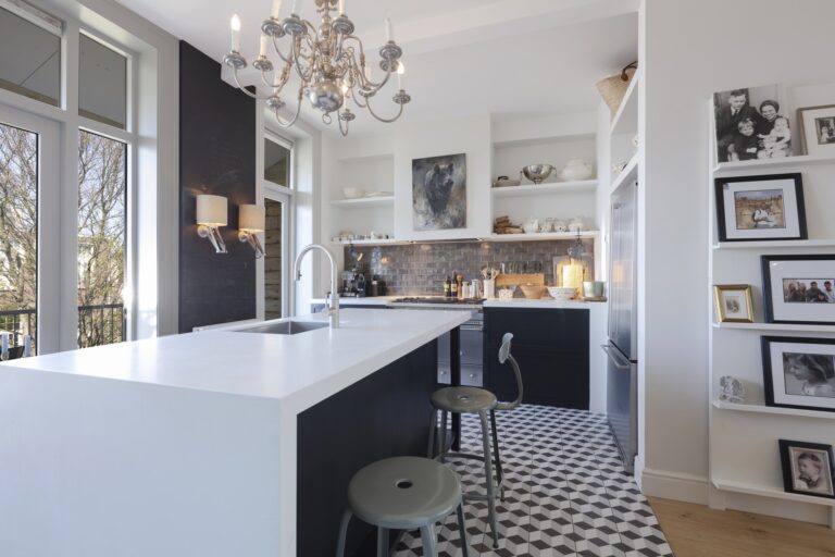 Nicolle chairs and stools in a stylish Amsterdam kitchen designed by Jet Van Basset Batenburg.