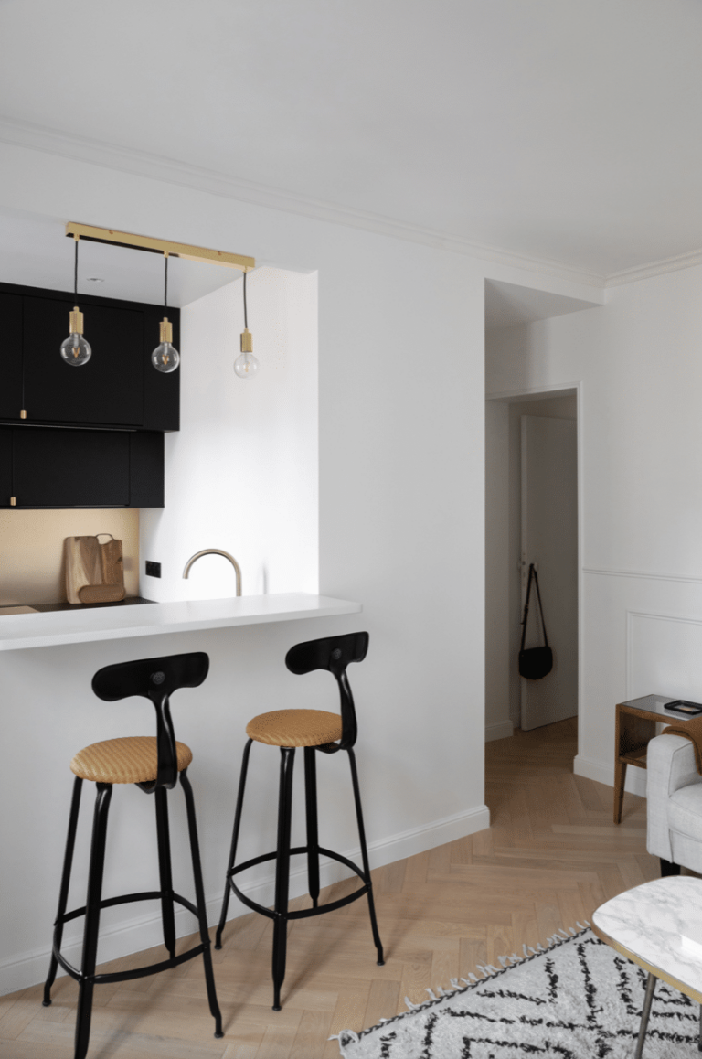 Nicolle Loom and Metal Bar Chair in a Parisian Apartment