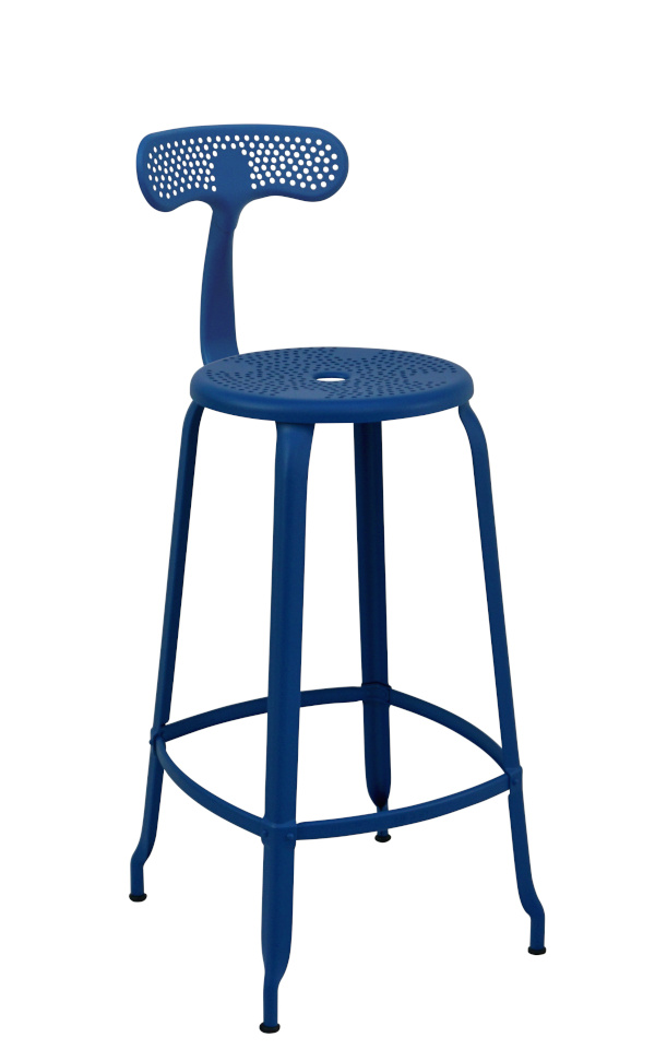 Outdoor chair H75-cm | Chaises Nicolle with backrest in RAL signal blue for terrace, garden, outdoor bar
