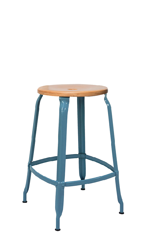 Tabouret bois et métal bleu pour cuisine