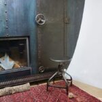 Adjustable Nicolle stool, patinated steel, chimney