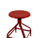 Adjustable Nicolle stool, made of metal. Nicolle metal secretary stool in signal red, made in France.