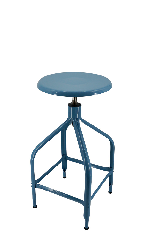 Adjustable Nicolle stool in metal. Illustration of a designer metal Nicolle stool.