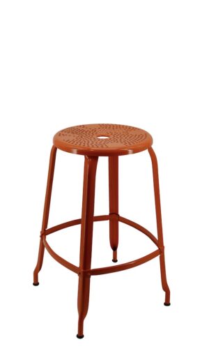 A vibrant and stylish Nicolle outdoor stool in glossy pure orange RAL color, with a height of 60-cm.