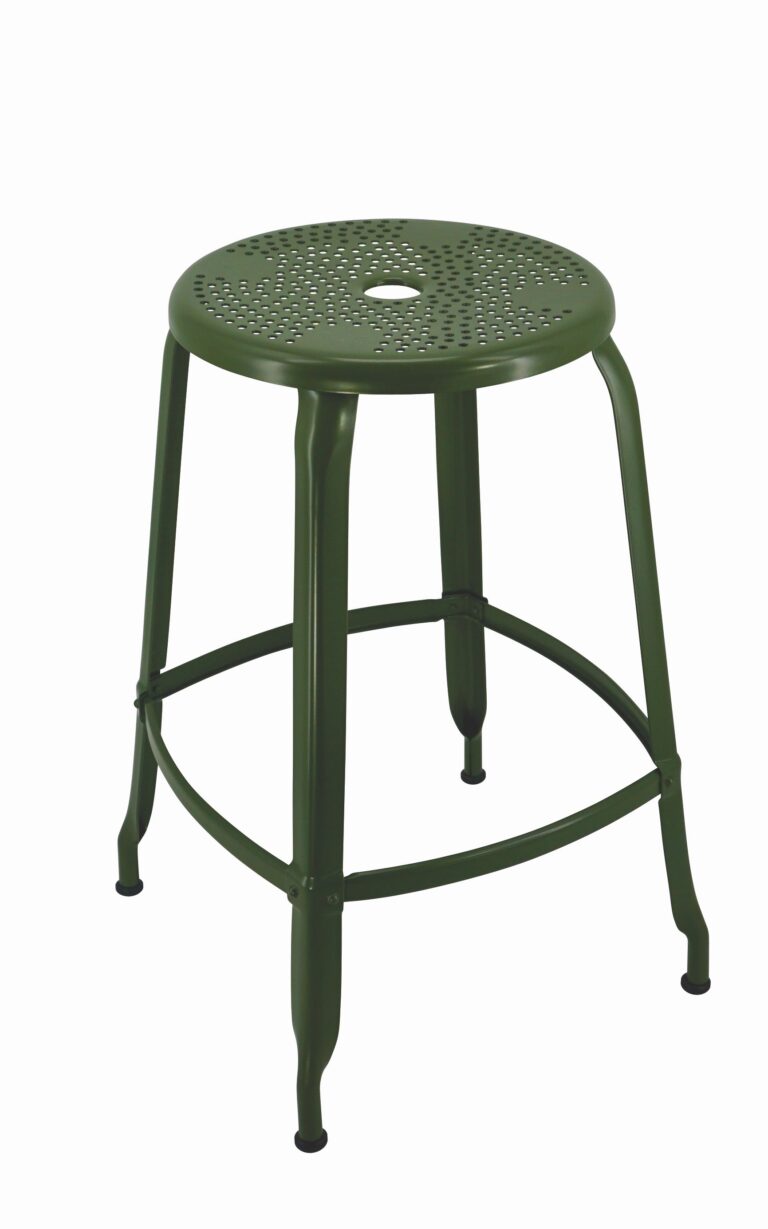Nicolle outdoor stool, 65-cmhigh, olive green matte finish, scaled version